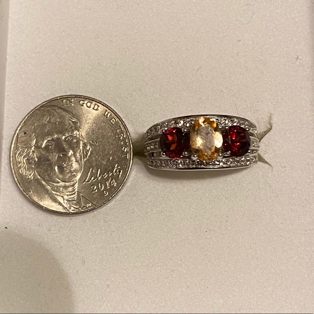 NWOT GARNET AND TOPAZ STERLING RING - Picture 9 of 10